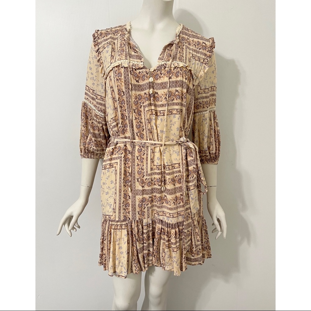 Olivaceous Lace and Ruffle Trim Boho Dress